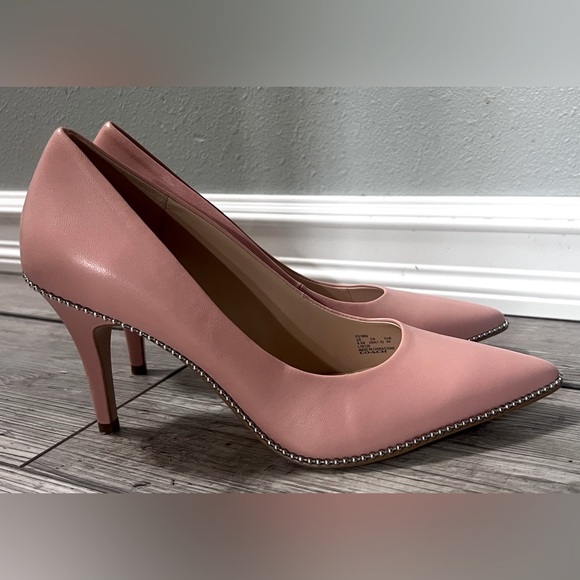 COACH Waverly 85 Pumps in Leather - Light Rose | Dressy Bling Rhinestone Classic - Picture 8 of 14